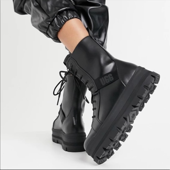 UGG | Sheena Lace Up Combat Boots In Black NEW - Picture 13 of 14